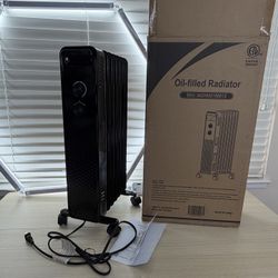 Brand New Oil Radiator Heater for Indoor Use, Portable Electric Space Heater, 3 Temperature Settings, Overheat & Tip-Over Protection SKU225-S1