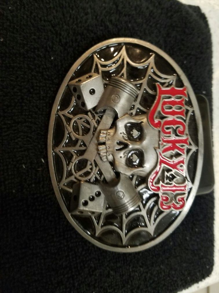 LUCKY 13 VINTAGE BELT BUCKLE/Zippo Lighter Holder. *NEW *