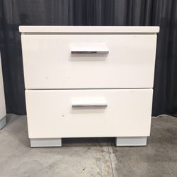 Coaster Fine Furniture White Two-Drawer Nightstand with Chrome Pulls
