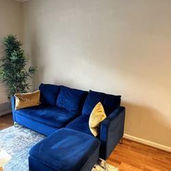 Gorgeous Blue Love Seat with Ottoman for Sale!