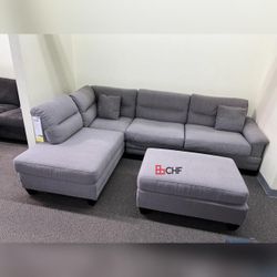 Modern 3 Pc Living Room Sectional Sofa With Ottoman