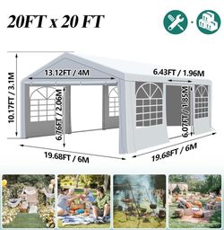 20' x 20' Canopy Party Tent & Carport - Heavy Duty Outdoor Wedding Gazebo with 4 Sand Bags, Event Shelter Canopy for Outdoor Event, Wedding, Birthday