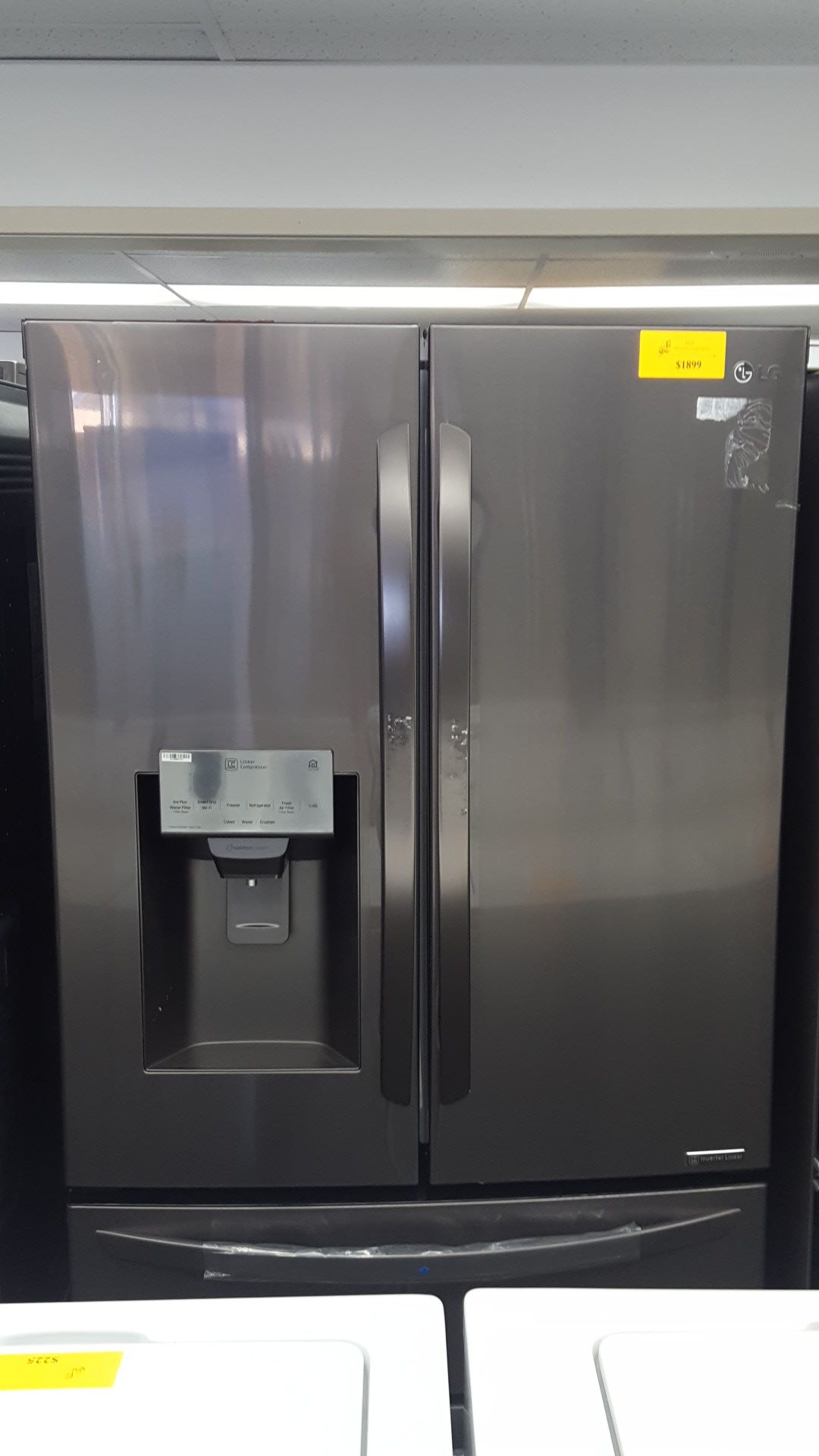 LG graphite French door refrigerator, with dual freezer drawer