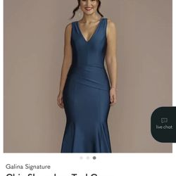 New Galina Signature Chic Sleeveless Teal Gown