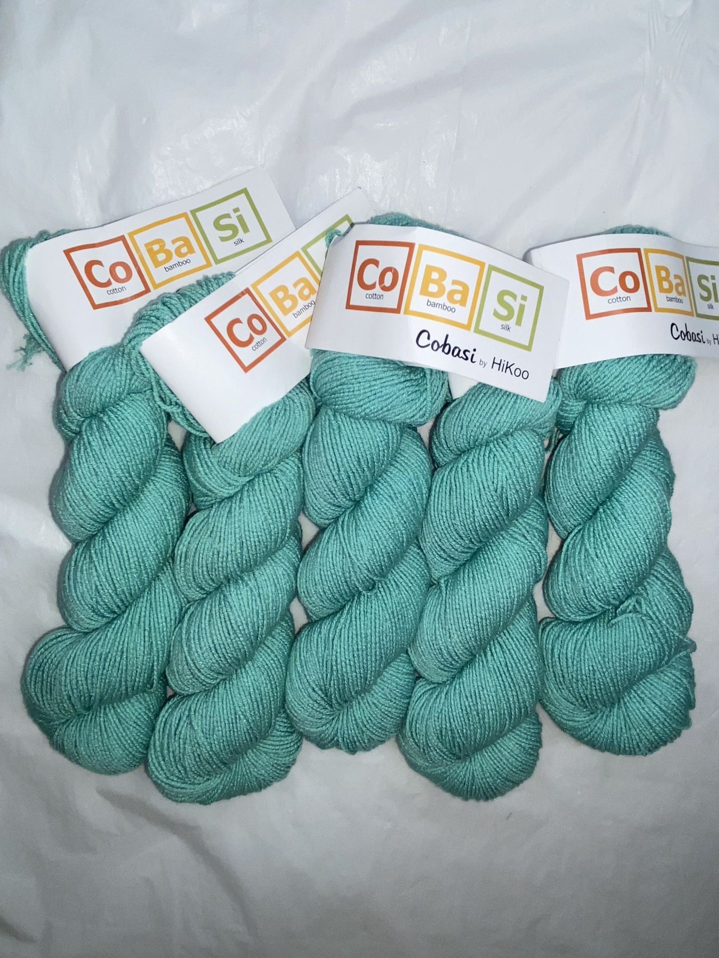 5 Hanks New Cobasi by Hikoo Fingering 55% Cotton 21% Nylon 16% Rayon8% Silk