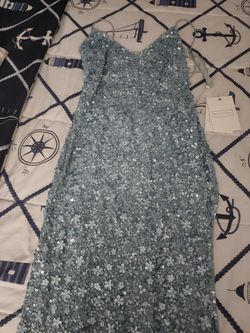 Mac Duggal,  Med Light Blue Embellished Sequin