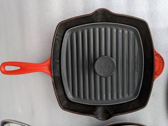Le Creuset #26 CERISE Red Enameled Cast Iron Square Grill Pan Griddle
