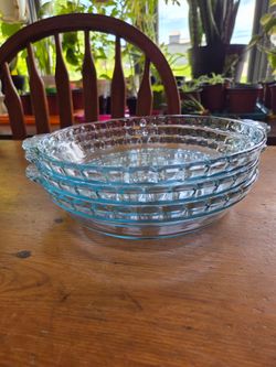 Set of 3 Marinex blue tinted glass fluted 9in pie dishes. All 3 for $5!