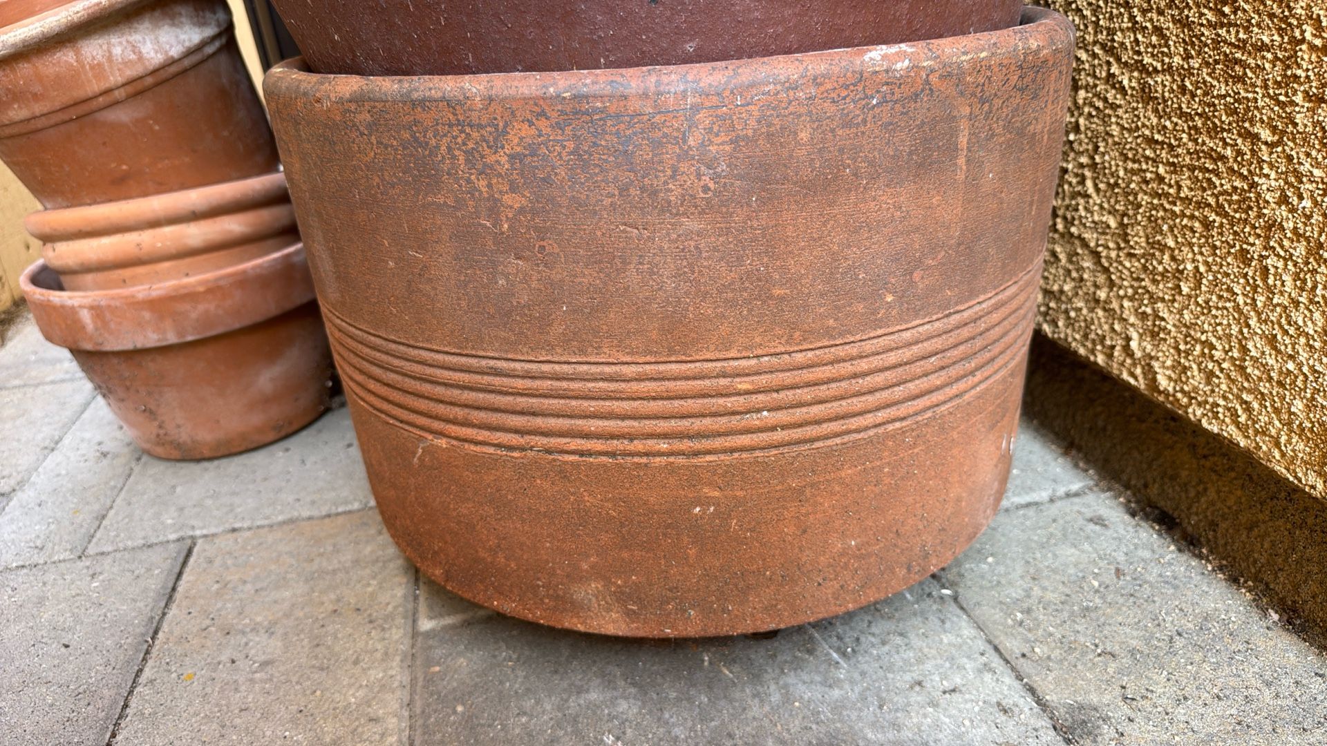 Various Sizes  Pots~ All Clay Except The 22 Gallon Is Hard Plastic 