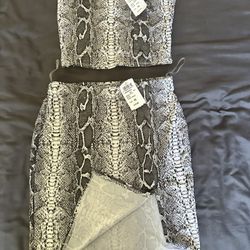 Snake Print Crop Top And Skirt 