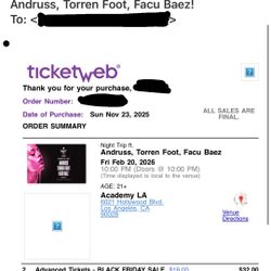 Academy LA 2 Tickets ft. Andruss, Torren Foot, Facu Baez