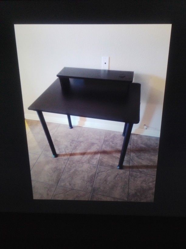 New Desk/Table 27.5"X 36" With Monitor Stand, Black 