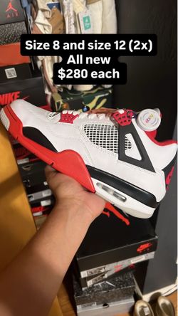 Jordan 4 fire red size 8 and 12