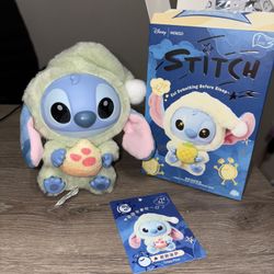 AUTHENTIC Miniso Stitch Eat Something Before Sleep Plush Pendant Crispy Pizza