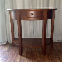 3' Wide Semi Circle Oak Accent Table