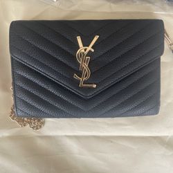 Yves Saint Laurent Black Quilted Leather Clutch