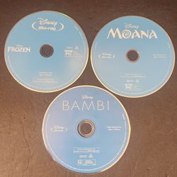 Blu-ray Disney Frozen Moana Bambi Movie Lot Disc Only