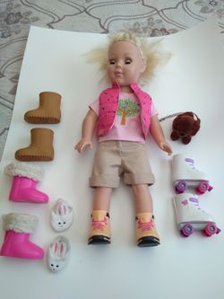 Doll with various clothes and shoes