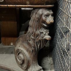 Victorian Renaissance Revival Console Table with Carved Spaniel Dog Supports