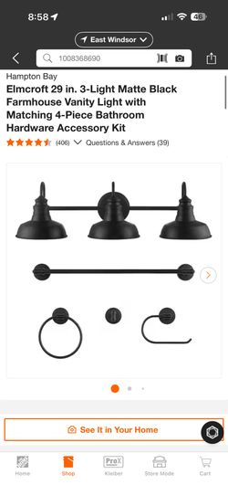 Hampton Bay Vanity Fixture + Bath Towel Kit