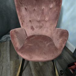 Pink Velvet Accent Rocking Chair