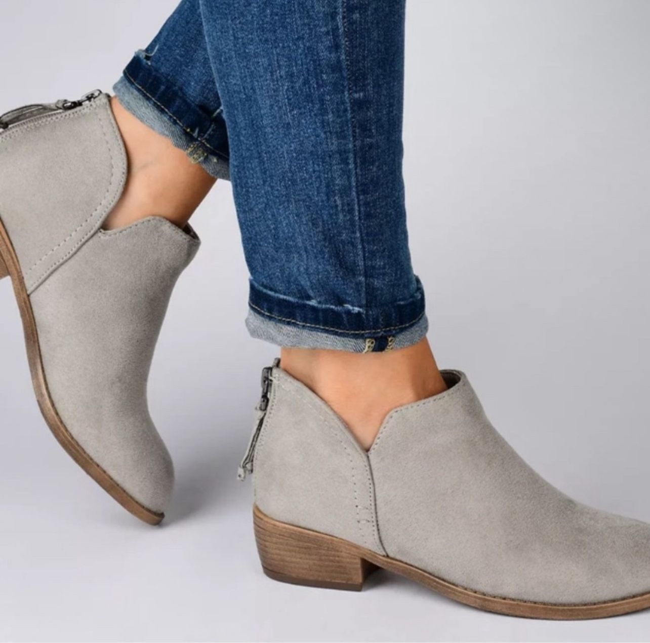 LIVVY ZIP-UP BOOTIES IN FAUX SUEDE