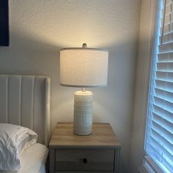 Two Identical Textured Ceramic Lamps