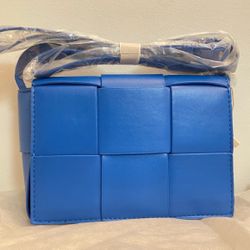 Blue Vegan Leather  Crossbody Bag