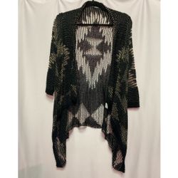 Black And Gold Kimono Poncho