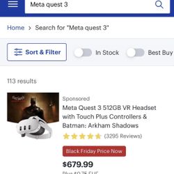 Meta Quest 3 512GB VR Headset with Touch Plus Controllers & Batman: Arkham Shadows