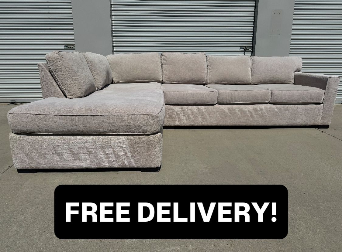FREE DELIVERY || Living Spaces Beige 2Pc Sectional Couch