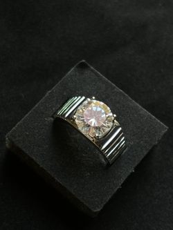 Large 4ct Moissanite White Gold Plated Sterling Silver Ring 