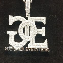 New 24 Inch Rope Chain W/ God Over Everything Pendant 