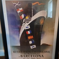 Framed Print 1944 Barcelona Boat/Ship 34.5",44.5"