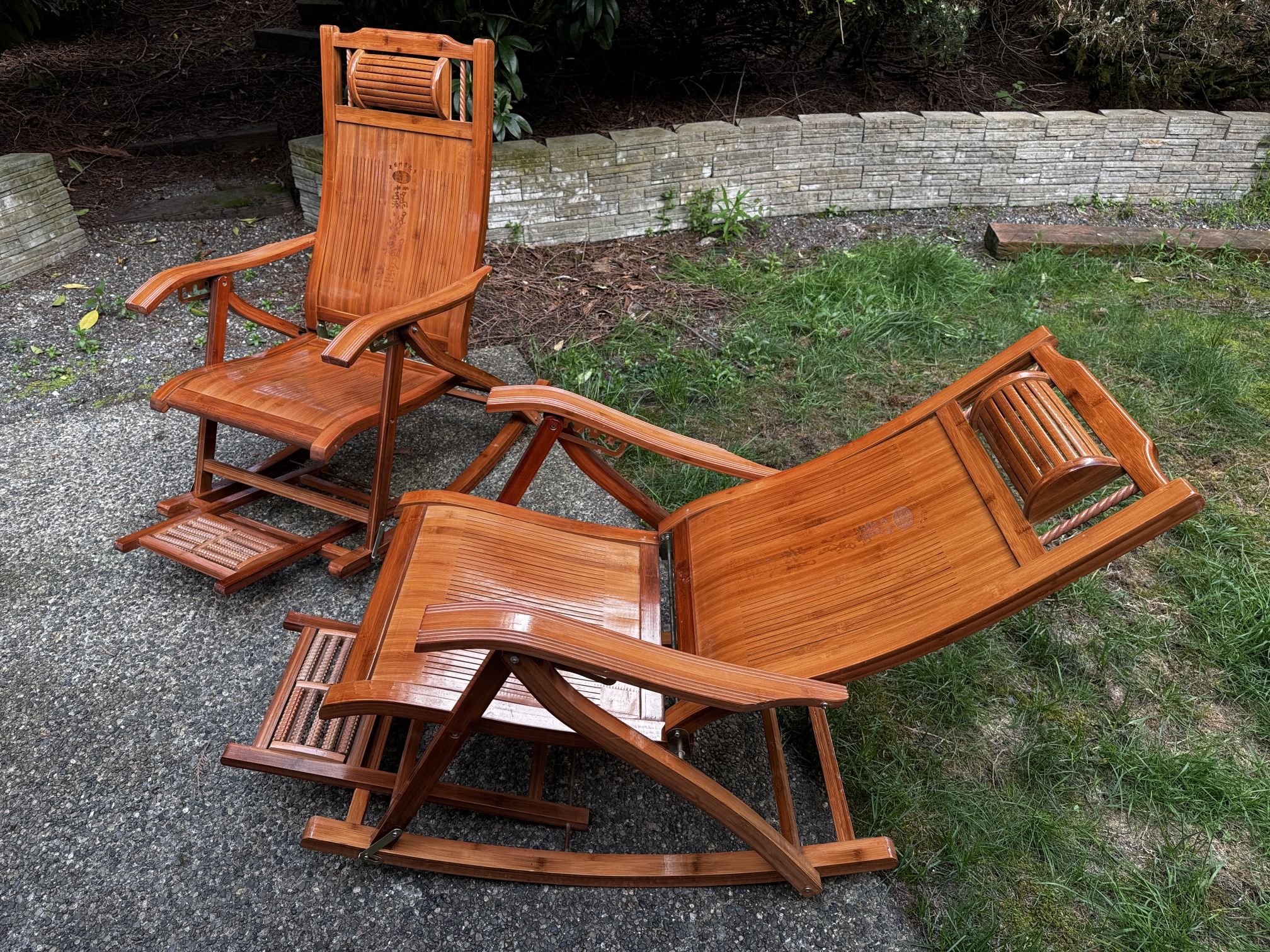 Traditional Chinese Bamboo Folding Rocking Chairs