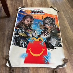 THOR LOVE & THUNDER LARGE VINYL 55” X 35” McDONALDS MOVIE POSTER