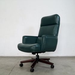Vintage Postmodern Leather Office Desk Chair 