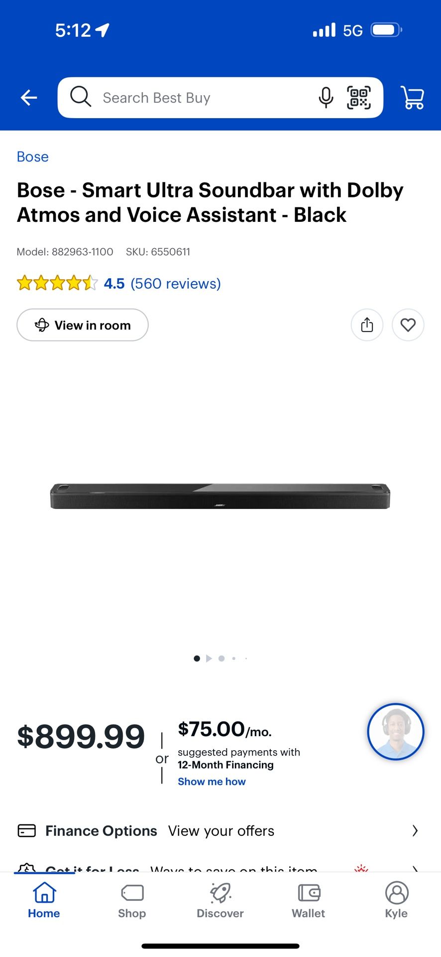 Bose - Smart Ultra Soundbar with Dolby Atmos and Voice Assistant - Black