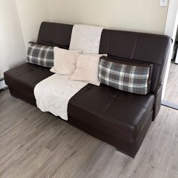 Leather Couch with Storage