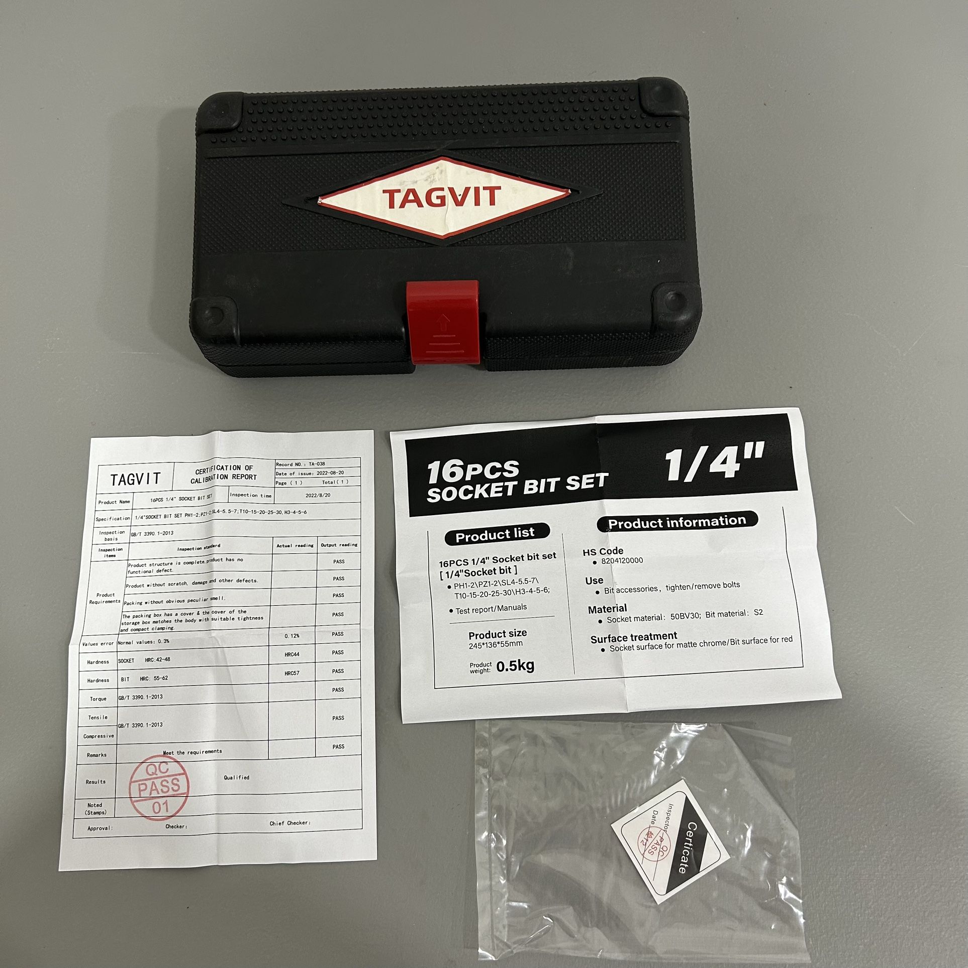 1/4” 16 pcs socket bit set kit