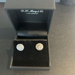 New Sterling Silver Diamond Earrings