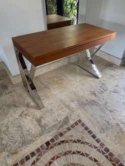 Modern Wood and Chrome Desk with Drawers