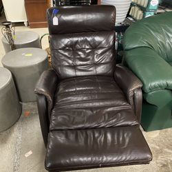 Brown Manual Leather Swivel Recliner