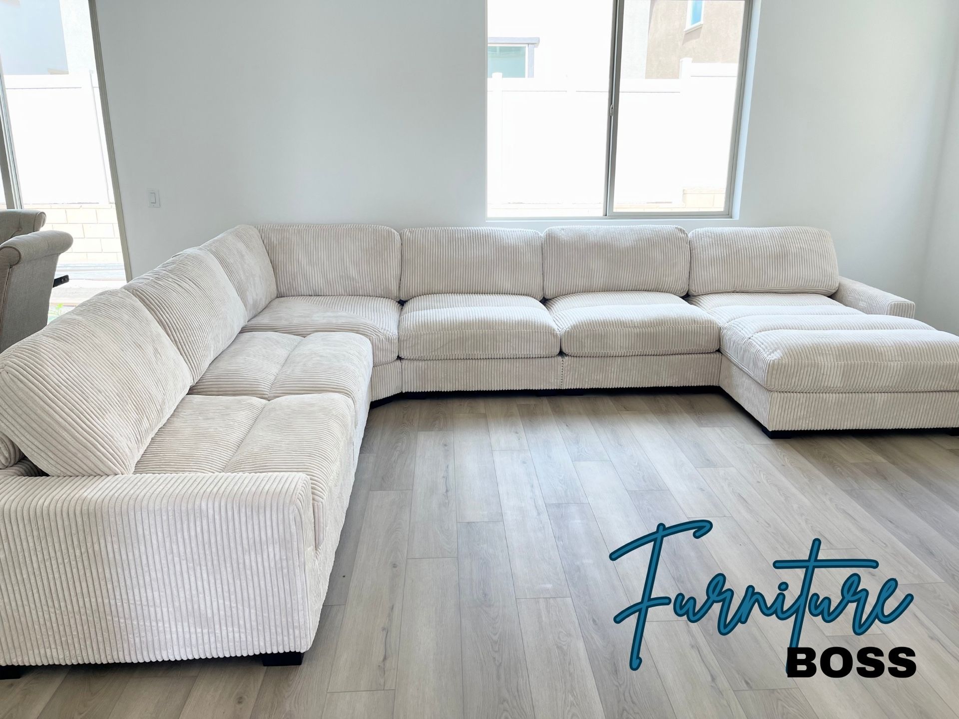 Beige Sectional Sofa - Extra Large Modular Sectional With Oversized Chaise