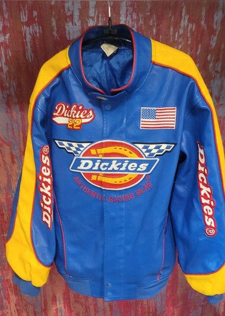 Men's Large Dickies Leather Race Jacket