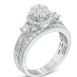 1Ct diamond engagement wedding ring in 10k white gold size 7