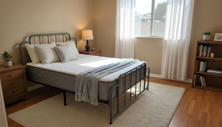 Full Green Metal Bed Frame with Mattress