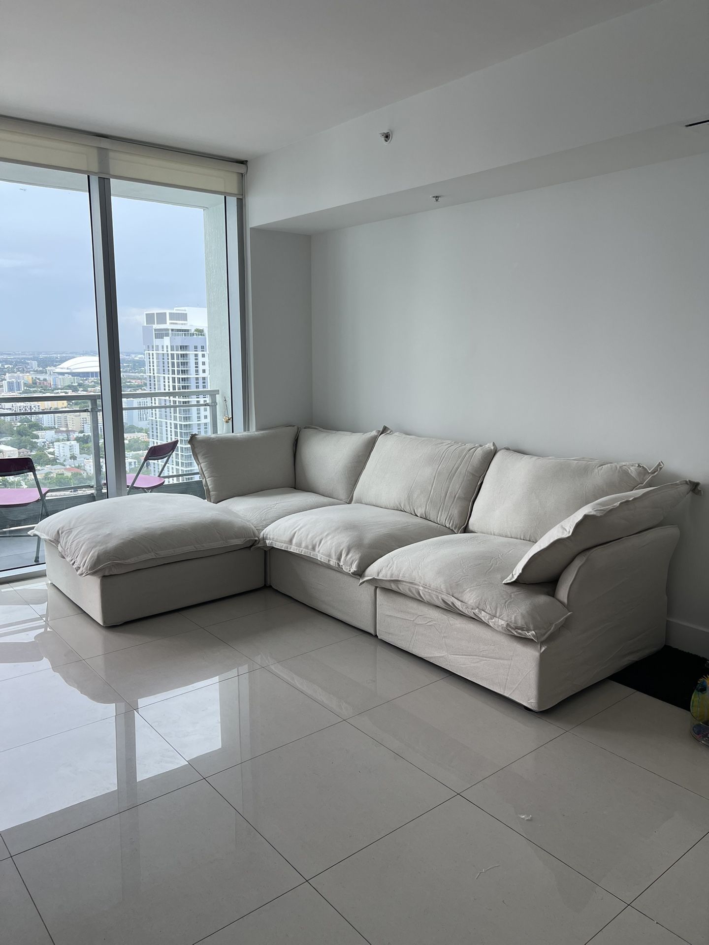 Beige Cloud Sectional (New In Boxes)