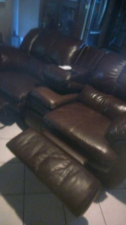 Leather recliner brown sofa