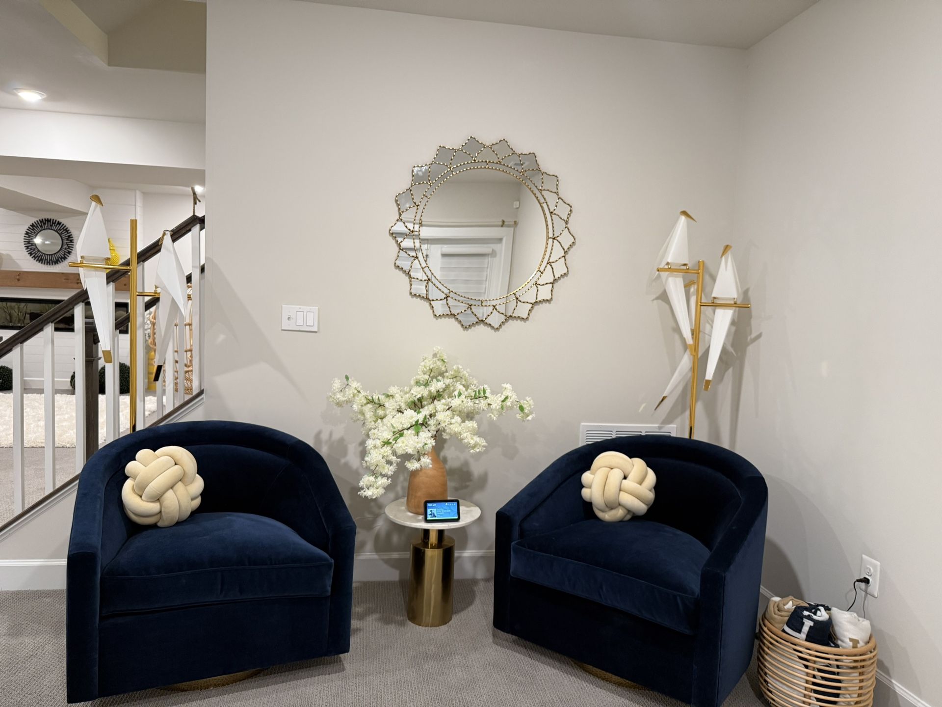 Kim Samela Benson Velvet Navy Swivel Chair